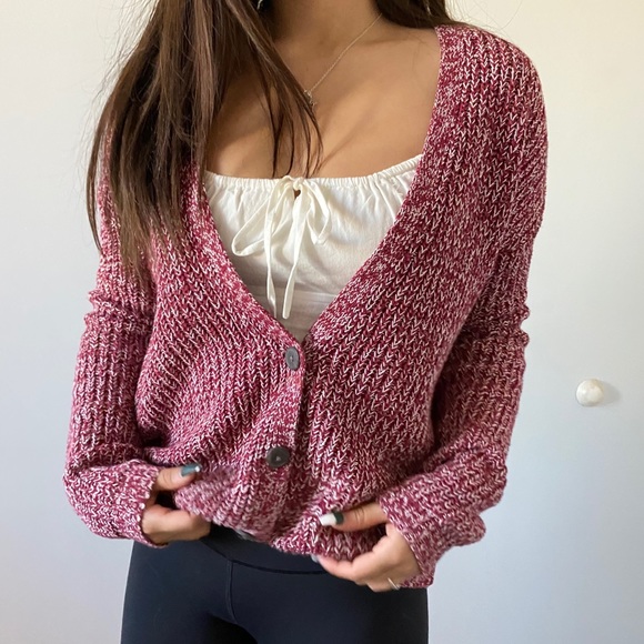 NWOT red knit cardigan - Picture 2 of 5